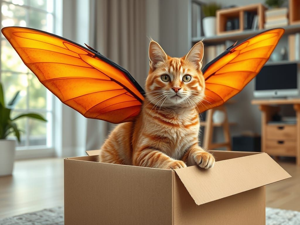 Ginger Firefly Cat in Maximalist Home Office