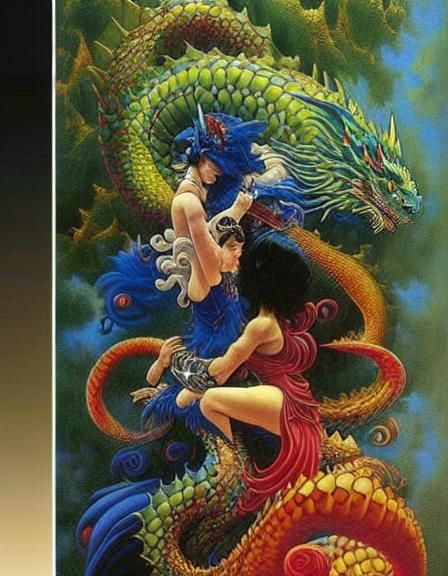 Blue Dragon Knight with Chromatic Hydra