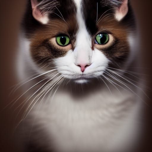 Portrait of a Cat with 'M' on Forehead