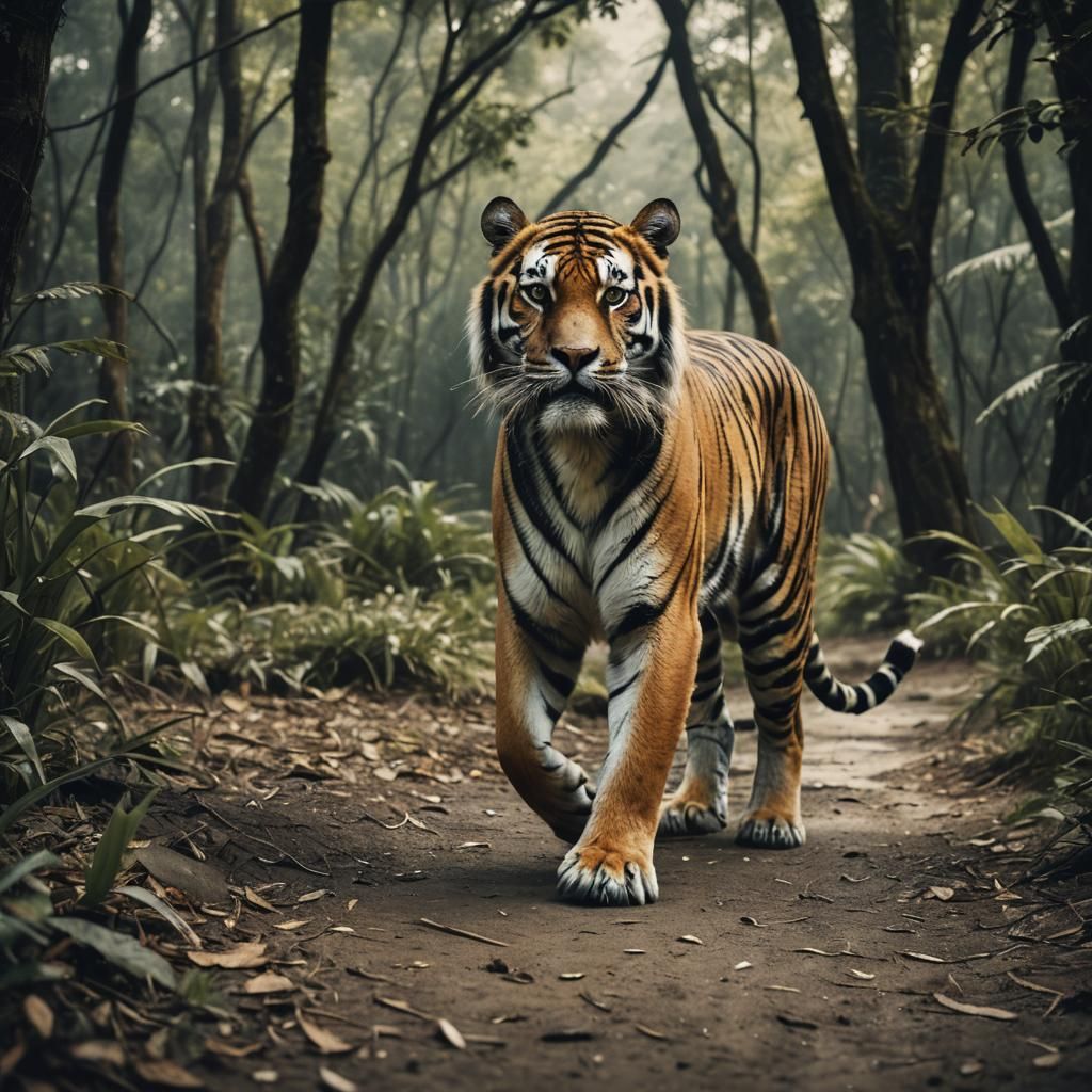 Tiger in Unfamiliar Territory: Cinematic Film Still