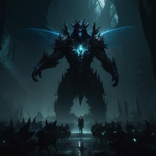 Fairies Swarm a Man: Dark Fantasy Concept Art