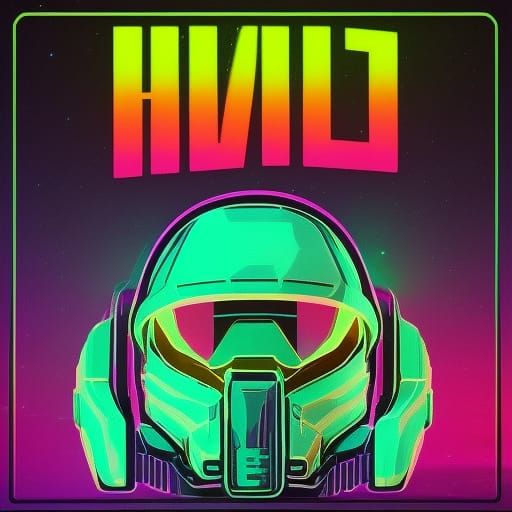 Halo Logo in Synthwave Neon Style