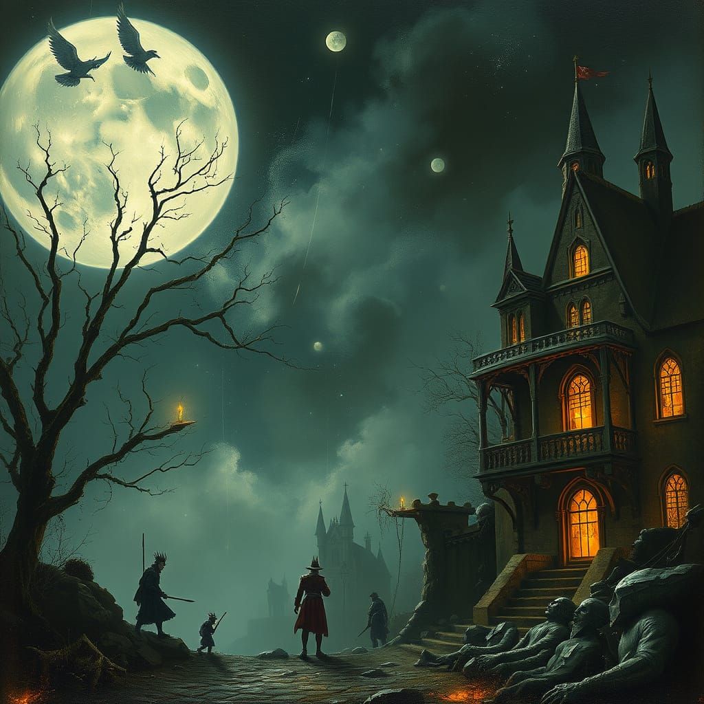 Gothic Horror Landscape: Dark Fantasy Illustration