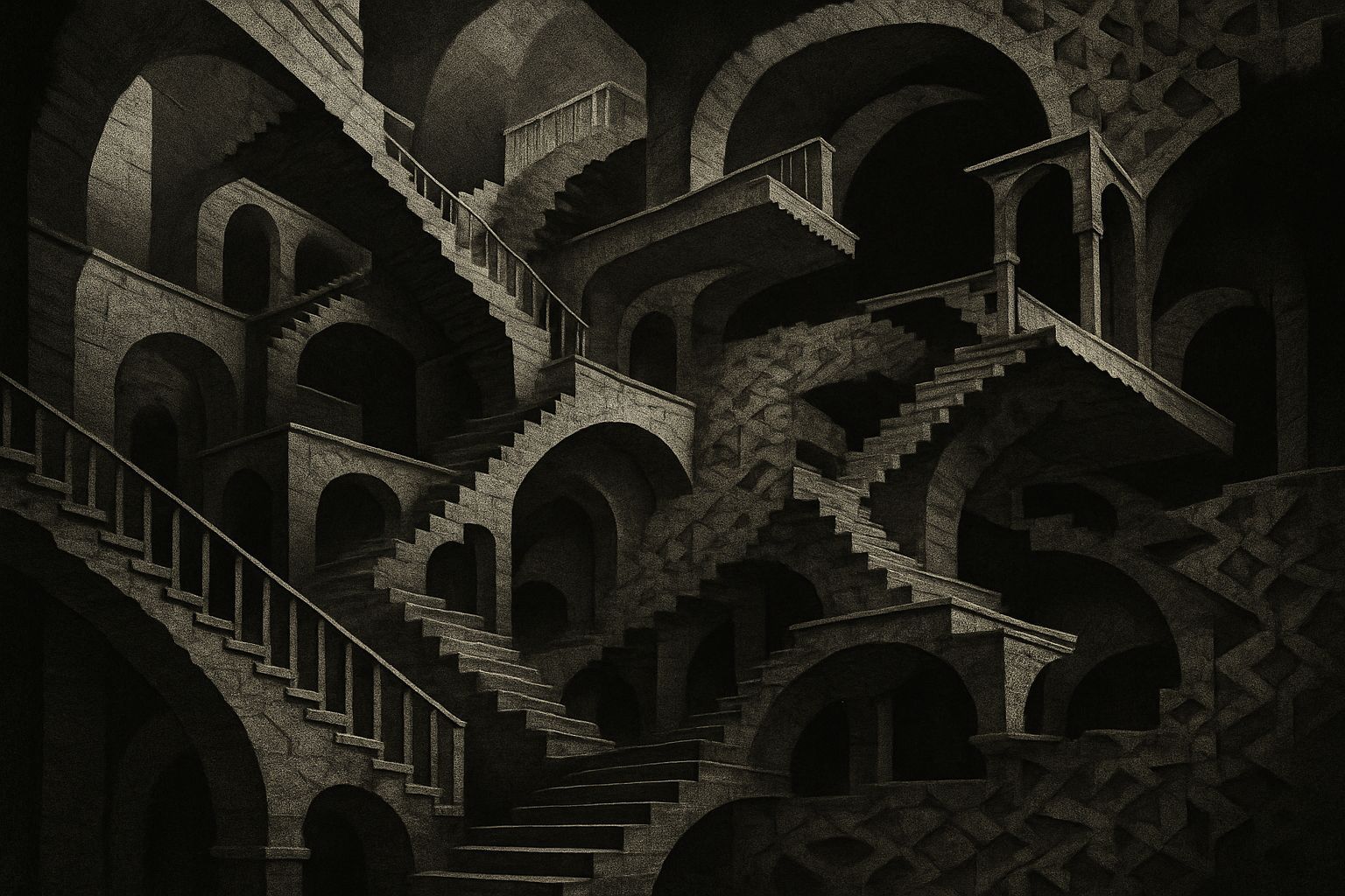 Impossible Architecture Inspired by Escher in Hyperrealistic...