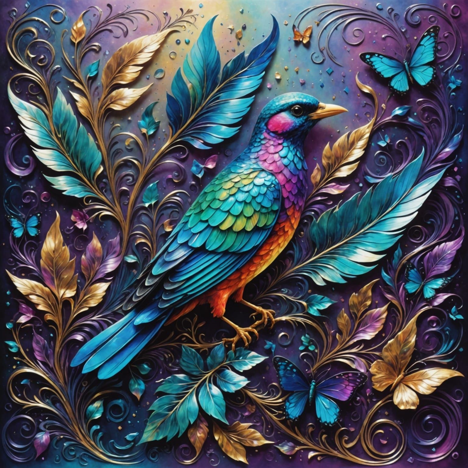 Shimmering Holographic Foil Fantasy Background