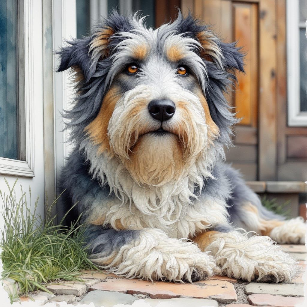 grey bearded collie ..