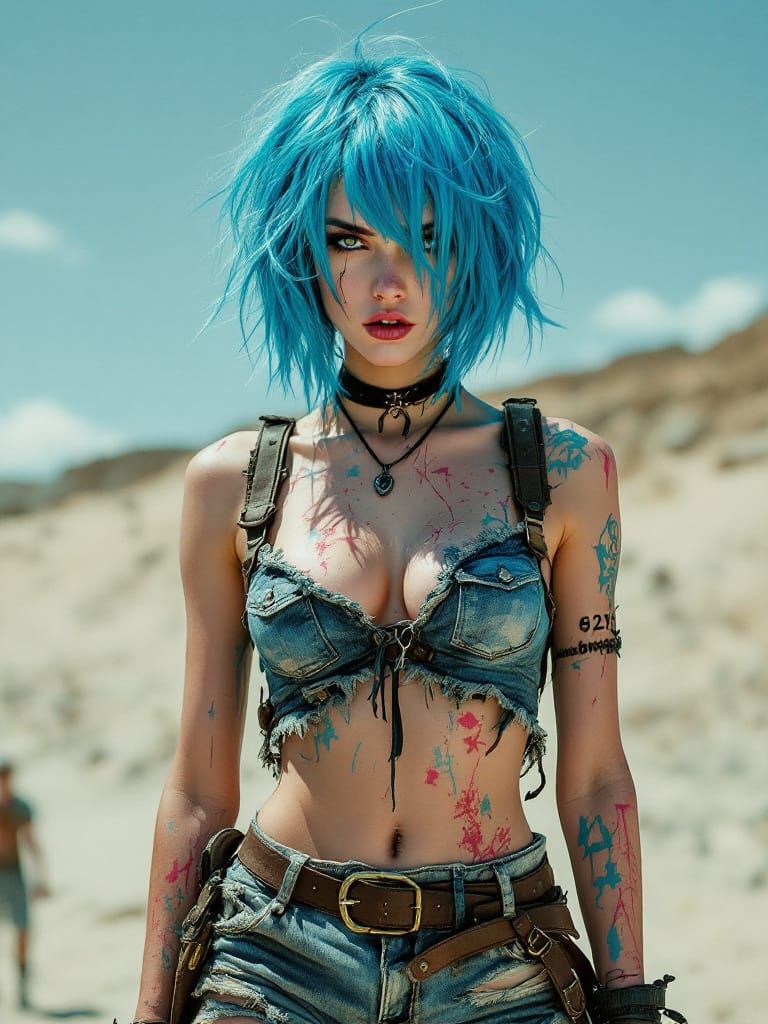 Defiant Young Woman in Post-Apocalyptic Style