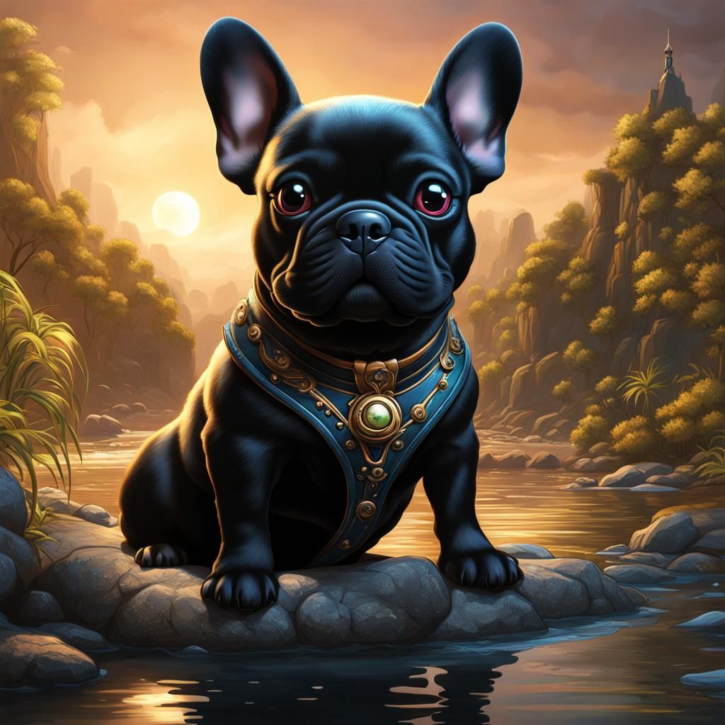 Cartoon One-Eyed Bulldog by River: Fantasy Art