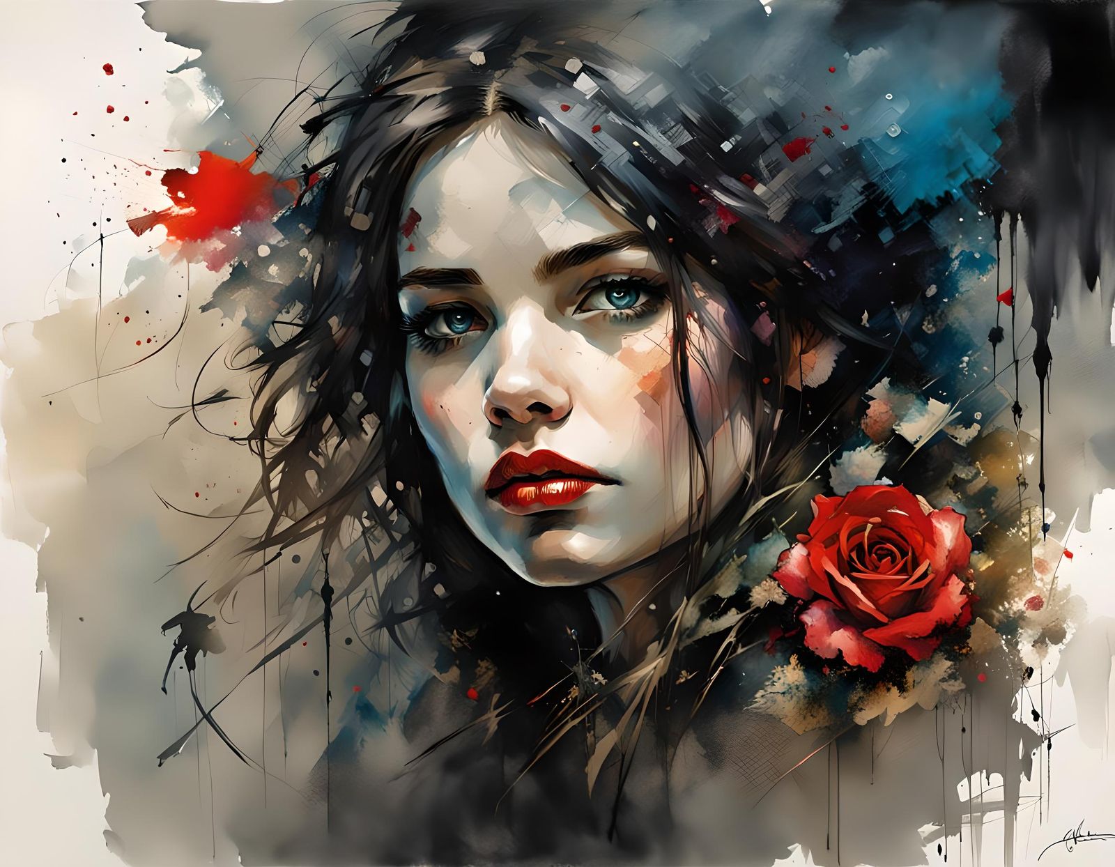 Portrait of a Woman with Whimsical, Romantic Realism