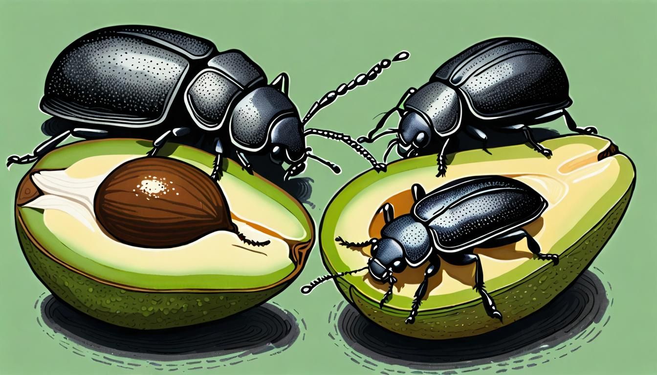 Beetles Feast on Rice: an Oil Pastel Drawing