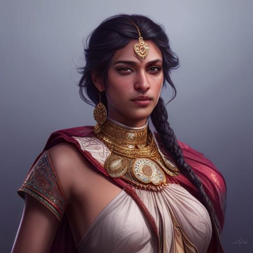 Detailed Portrait of Ishani Mohini Kumar in Art Nouveau Styl...