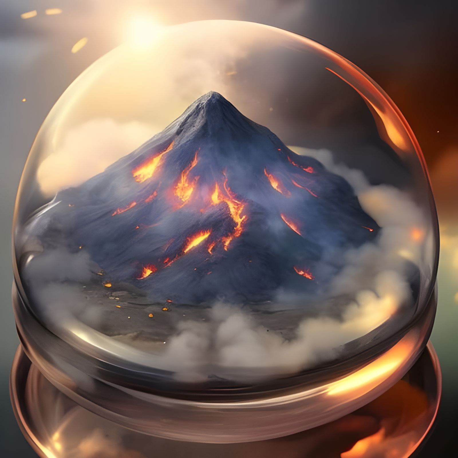 Glass contained volcano