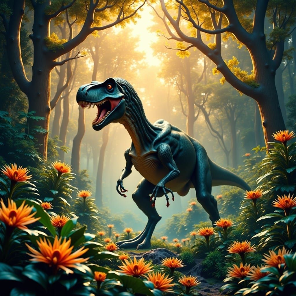 Majestic T-Rex in Enchanted Jungle Realm