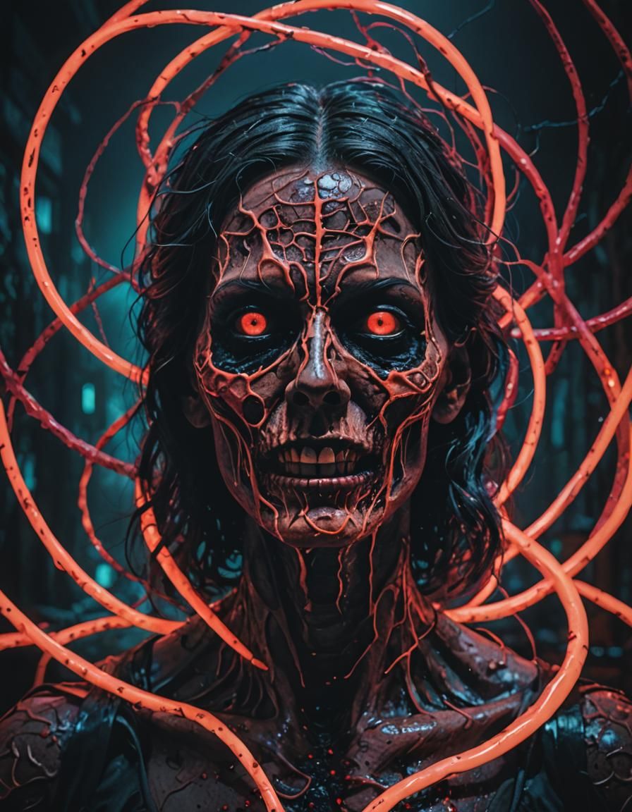Transformation living-to dead; (dark evil:1.3) unholy living...