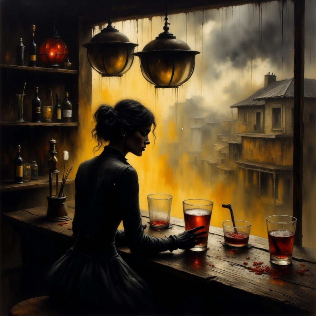 Golden Light Tavern in Stormy 19th Century New Orleans