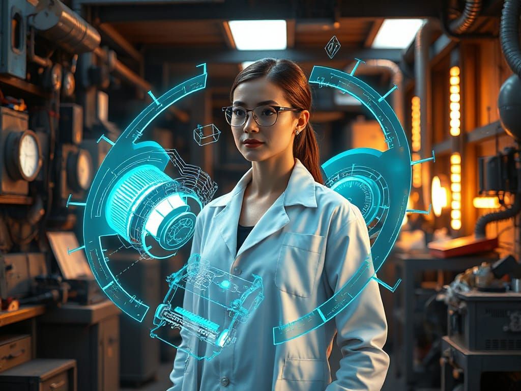 Cyberpunk Scientist in a Futuristic Workshop