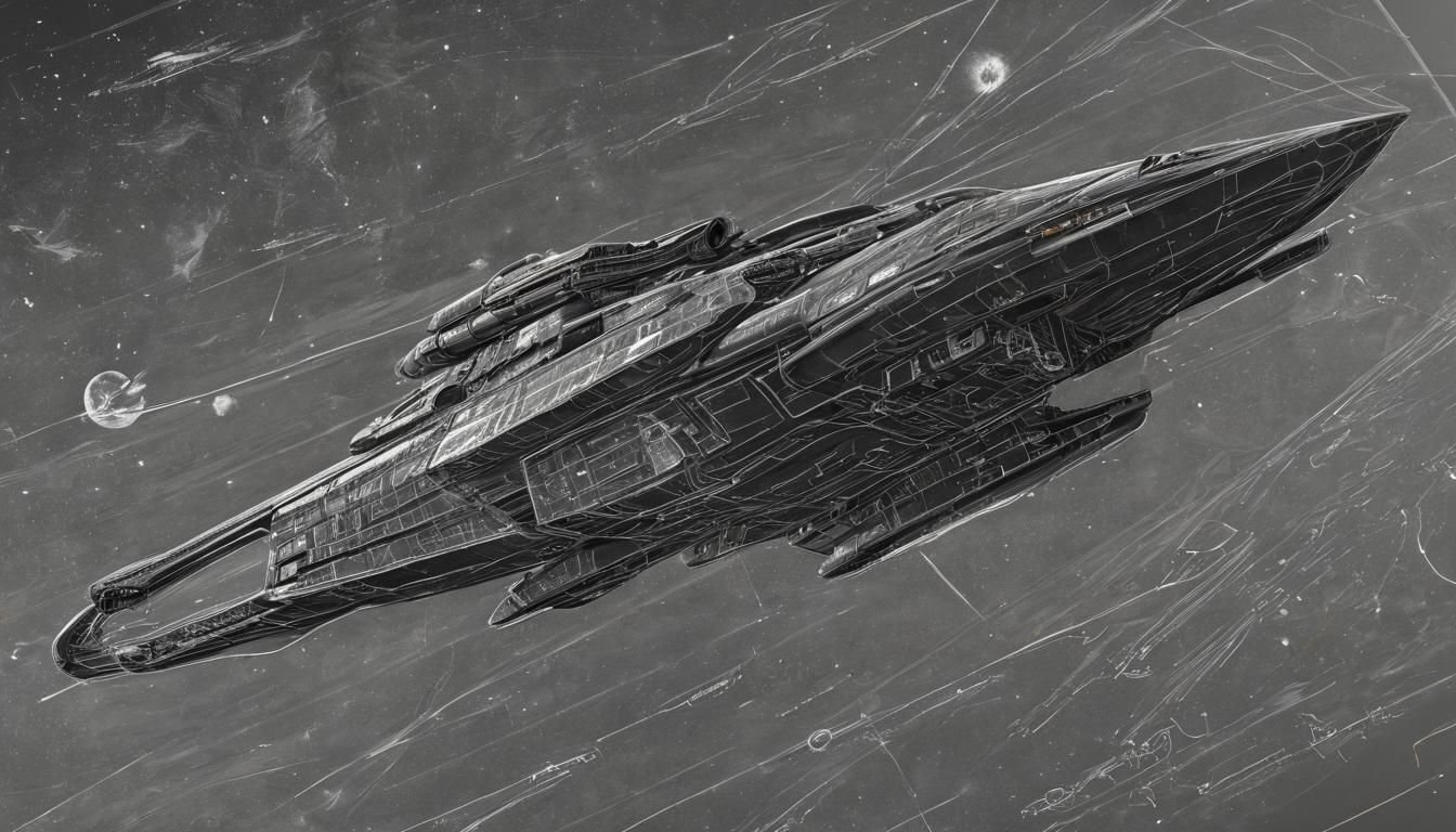 Detailed Charcoal Blueprint of Starship Enterprise