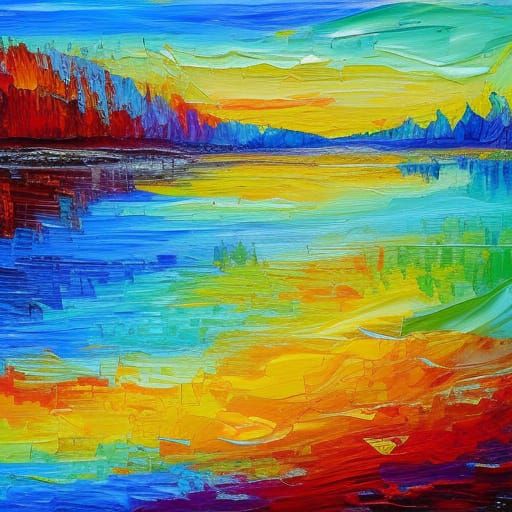 Canada: Neo-Impressionist Oil Painting with Impasto Texture