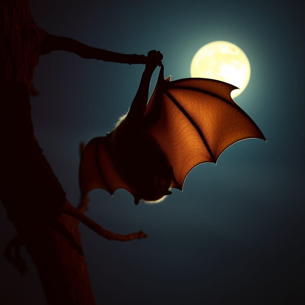Majestic Fruit Bat in Cinematic Film Still