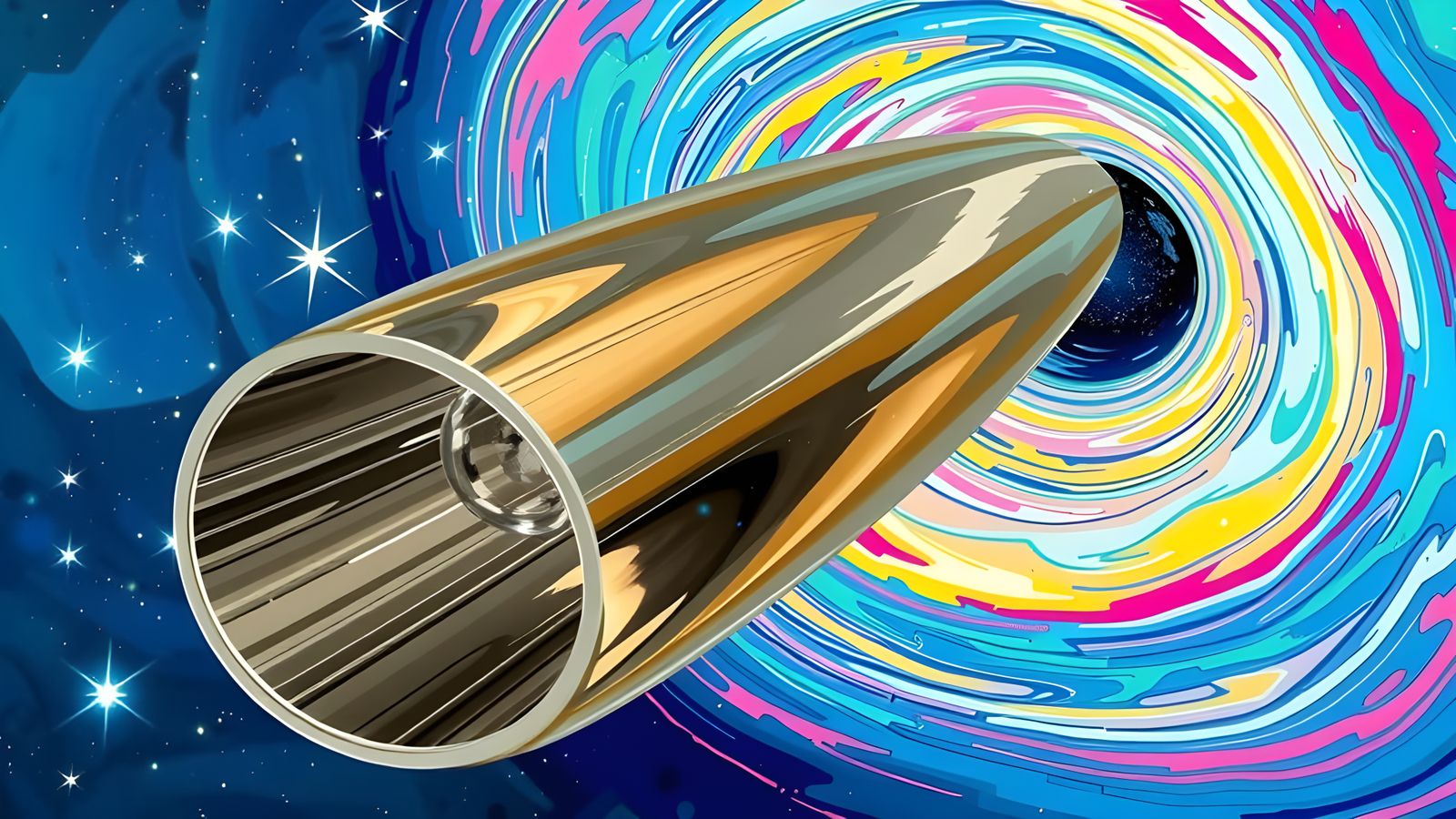 Vibrant Cosmic Vortex in Polished Glass