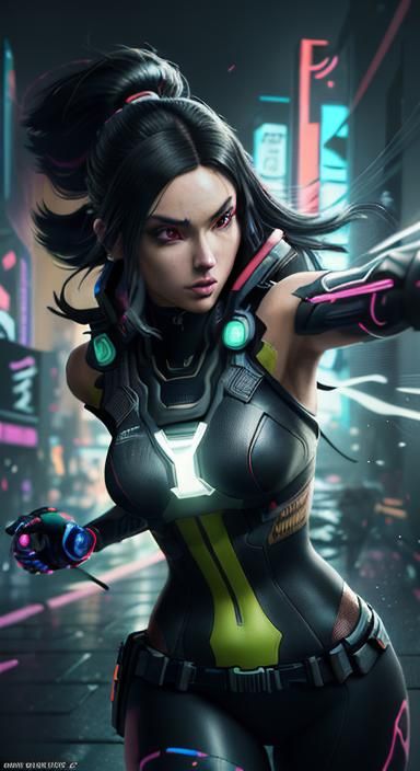 Nintendo Switch as Cyberpunk Girl, Studio Ghibli Style