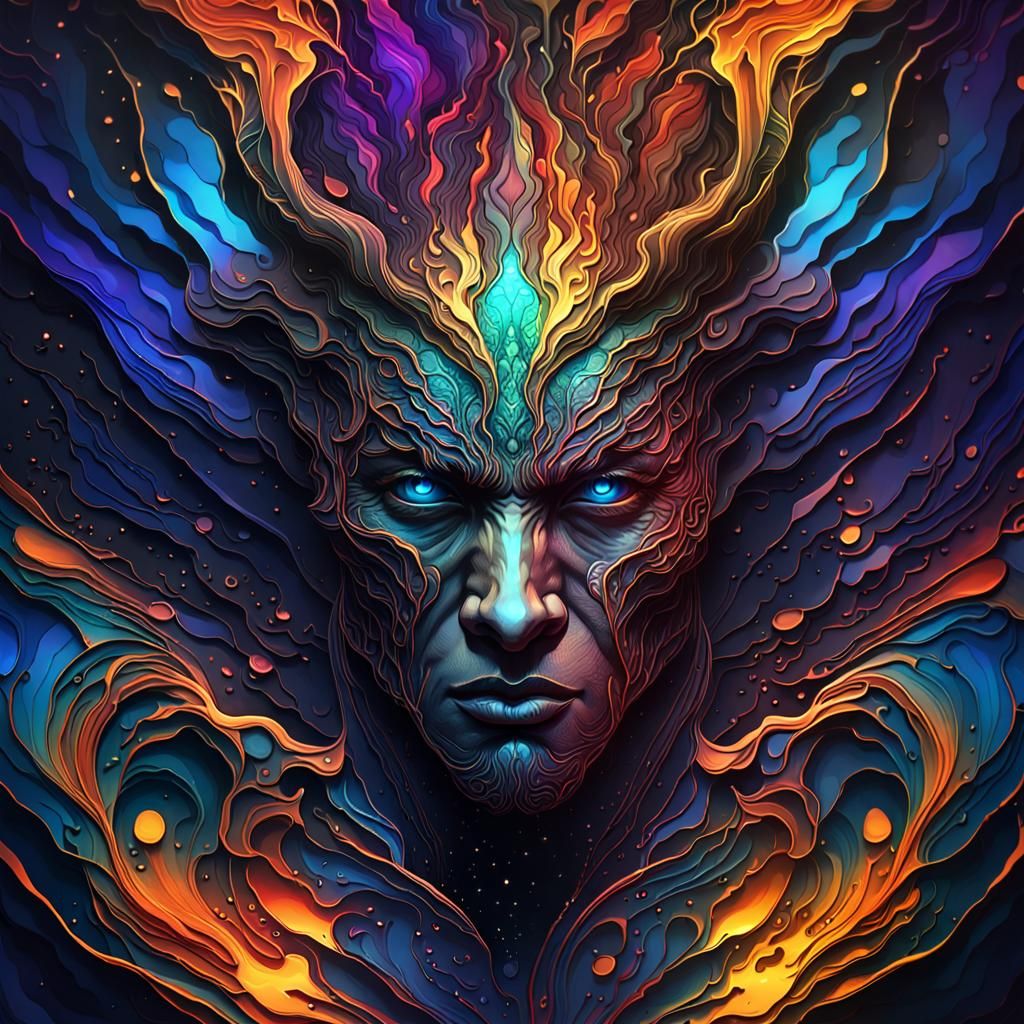 Dark Fantasy Profile Picture with Bright Alcohol Ink Lines