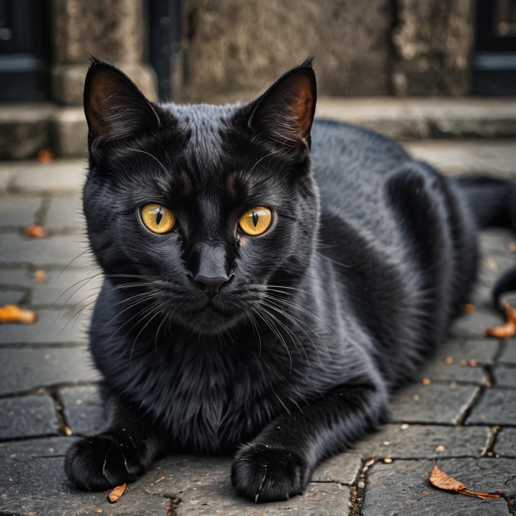 Hyperrealistic Black Cat with Intricate Details