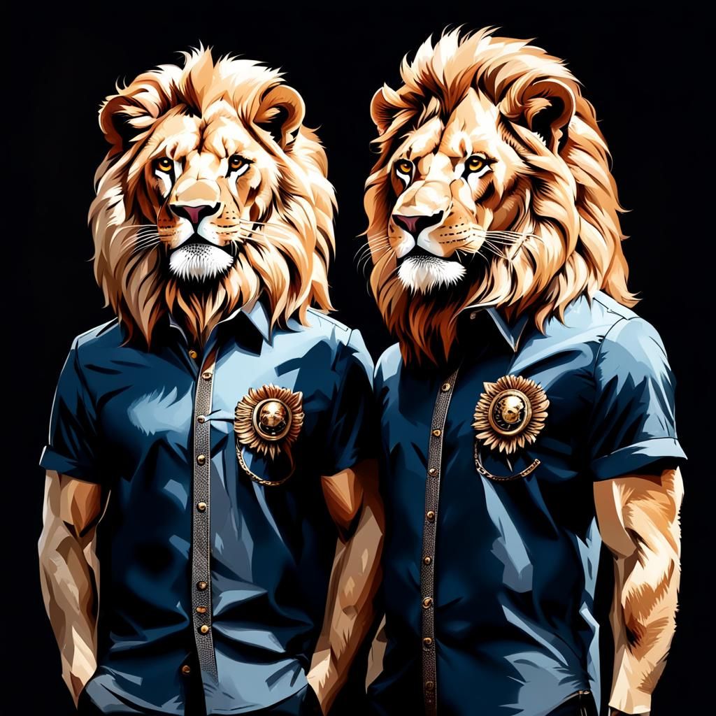 Anthropomorphic Lions in Stylish Shirts