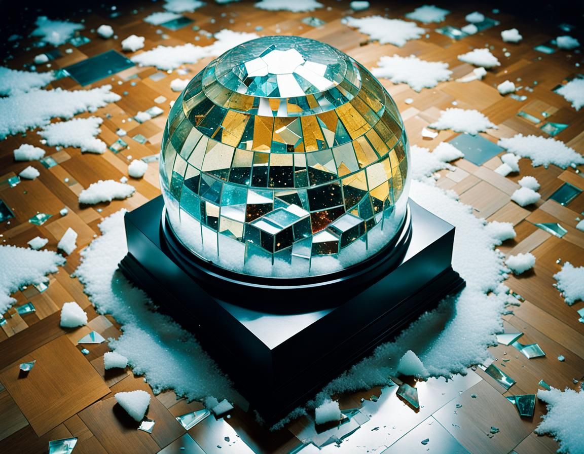 Art Deco Snow Globe Shards in Disco Style