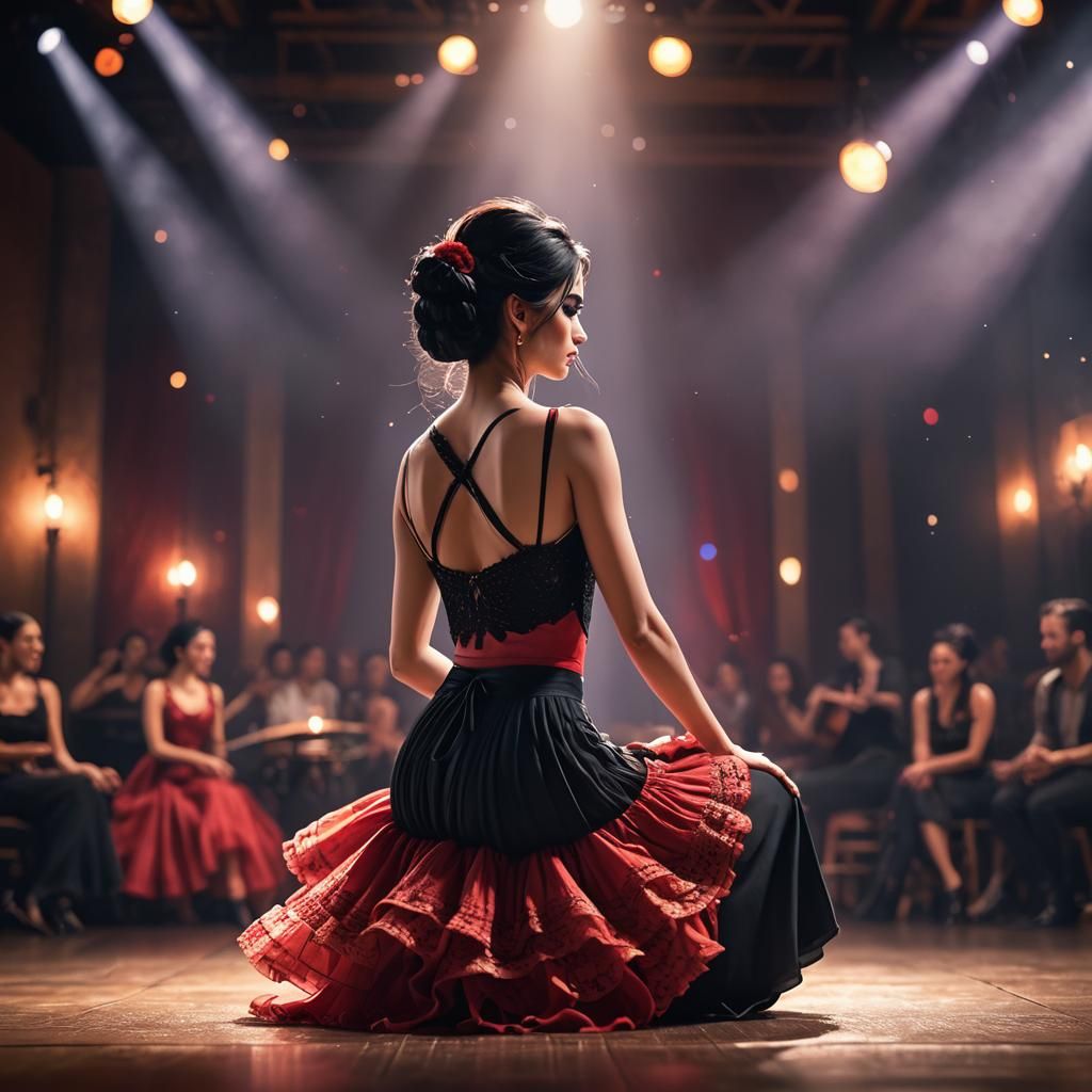 Flamenco Ballerina on Stage in Fantasy Concept Art