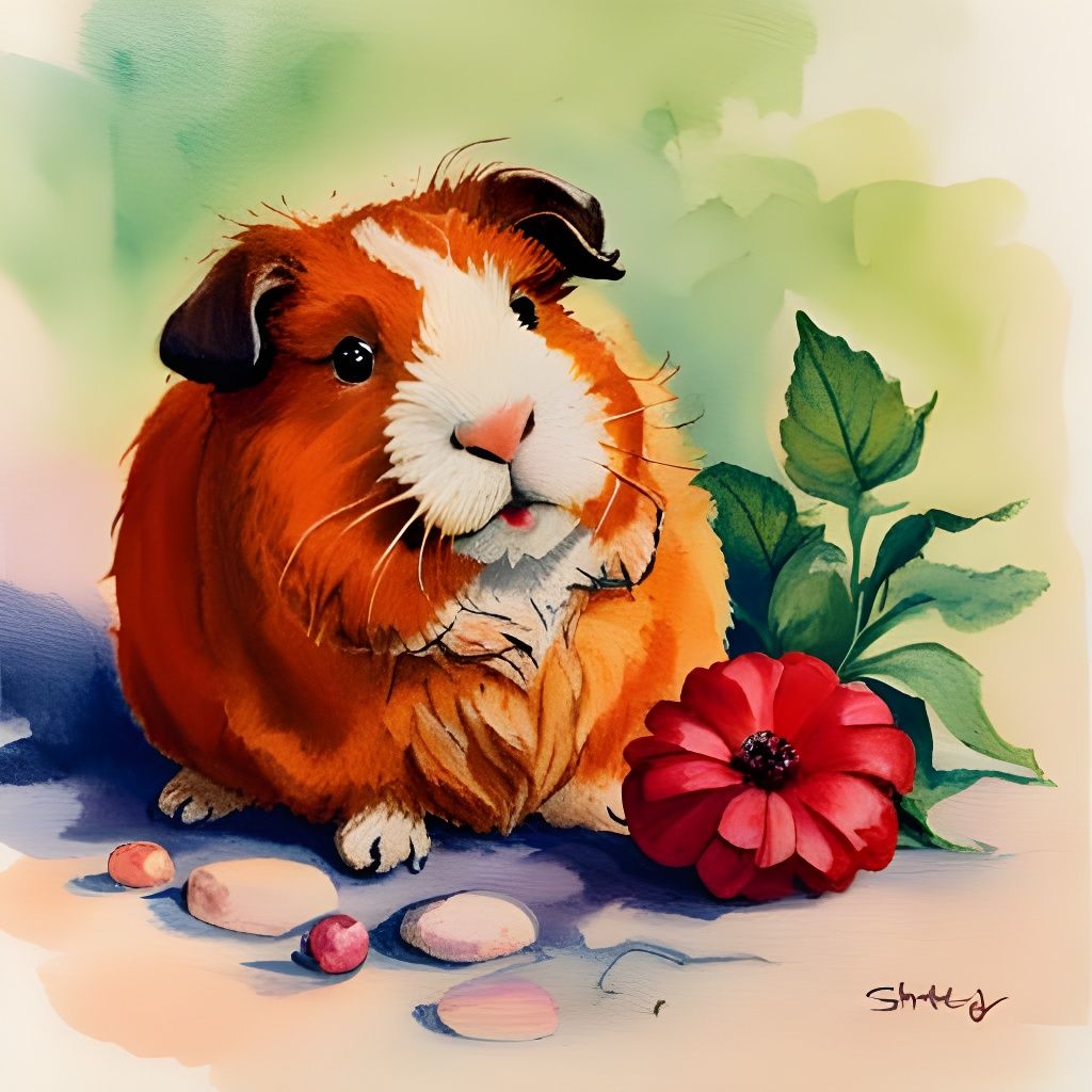70s Style Guinea Pig with Crochet Flowers