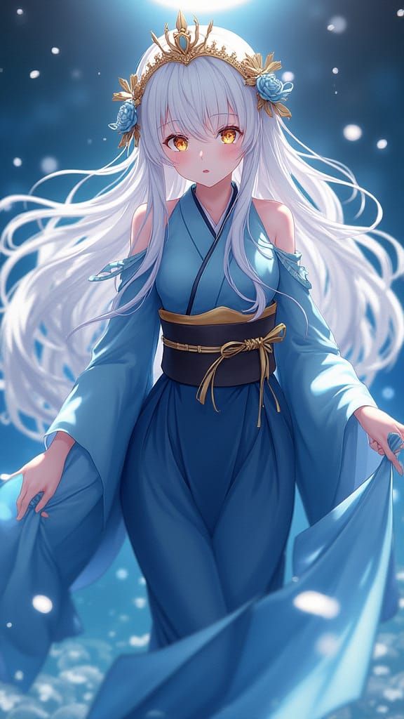 Anime Goddess Tsukiko in Moonlight Water Dress