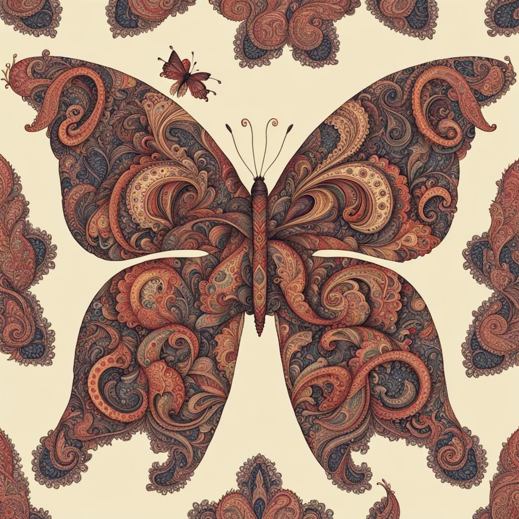Paisley Patterned Butterfly Art
