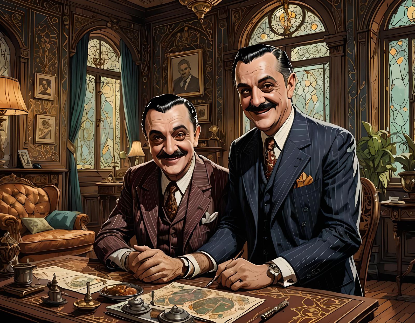 Gomez Addams Smiling: A Digital Painting