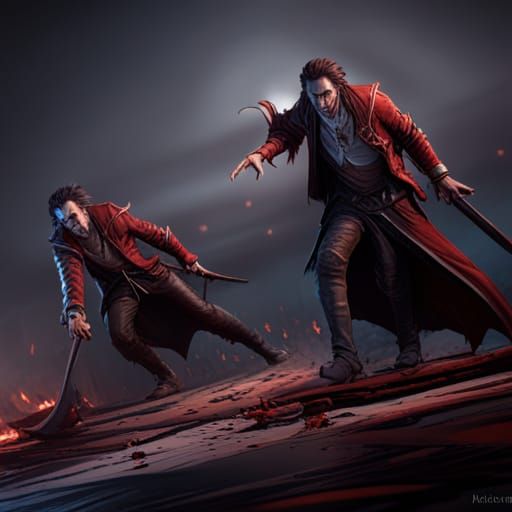 Vampires in Dark Fantasy Art Nouveau Style