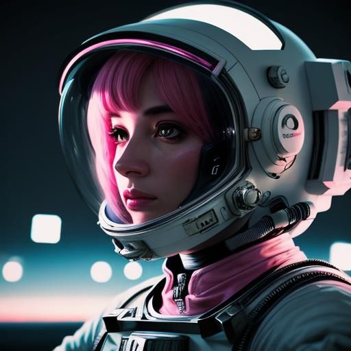Pink Astronaut in Space: A Hyperrealistic Rendering