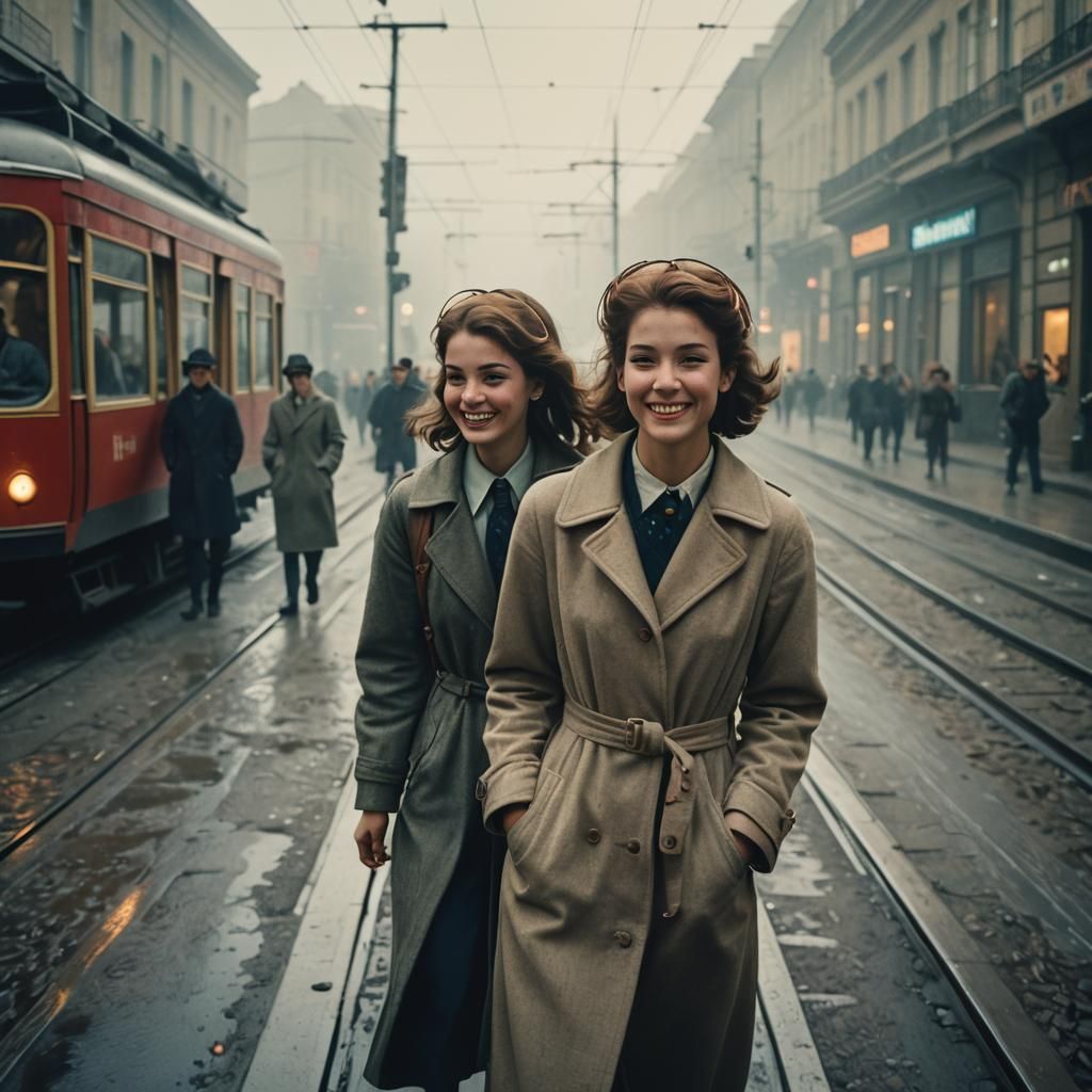 Elegant Woman in 1960s Cinematic Scene
