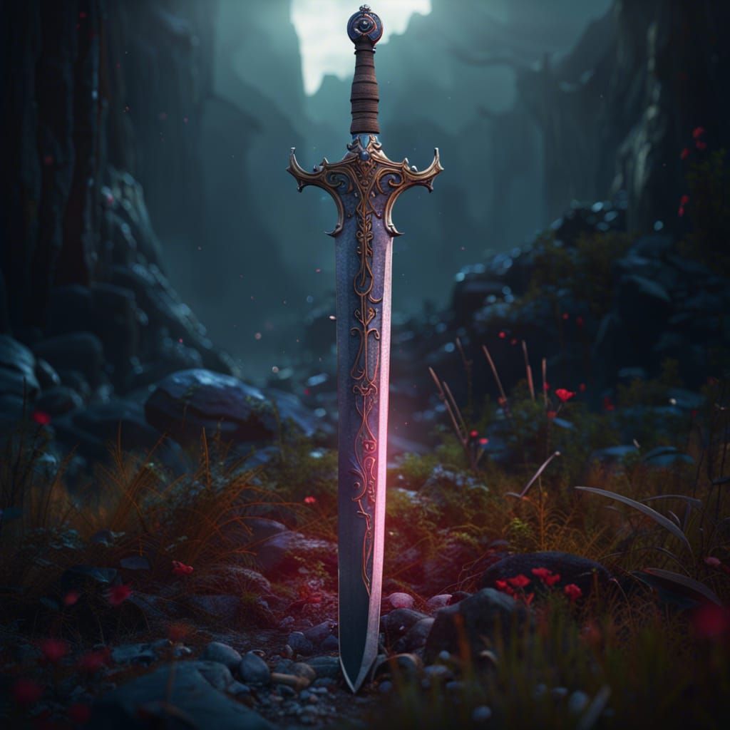 Sword Stuck in Ground: Detailed Matte Painting