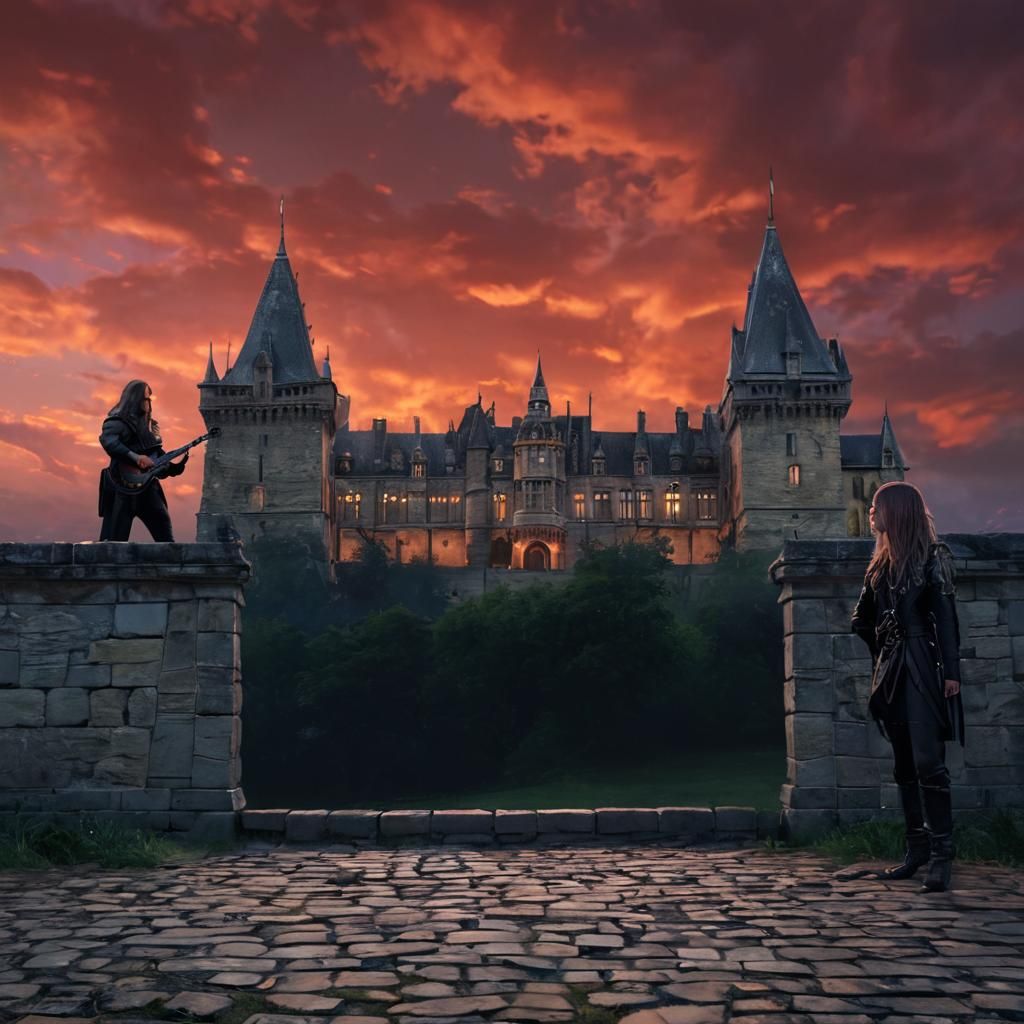 Rocker at Transylvanian Castle: Gothic Fantasy Art