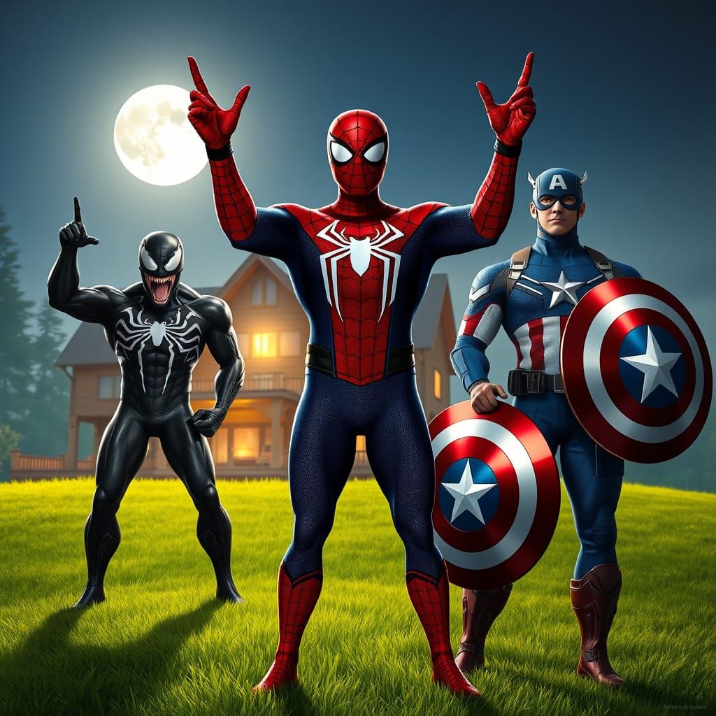 Three Superheroes in Perfect Harmony Under the Moonlight