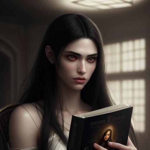 Hyperrealistic Portrait of a Woman Reading a Graphic Novel