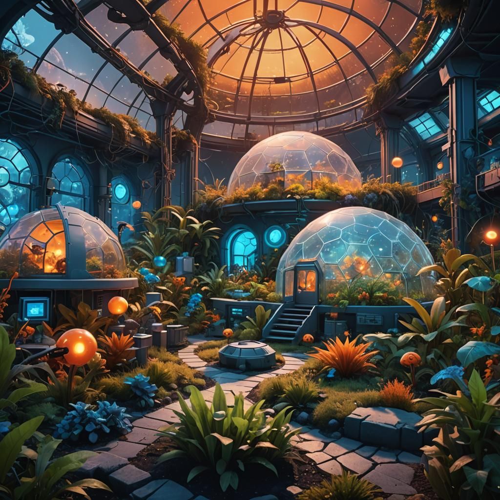 Nano Beasts Invade Sci-Fi Laboratory Garden