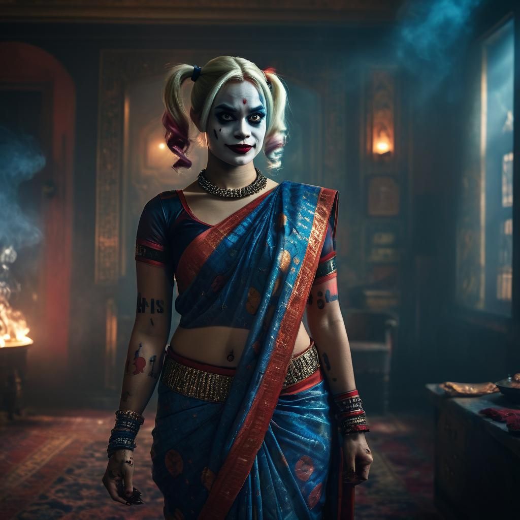 Harley Quinn in Saree: Cinematic Bollywood Fashion