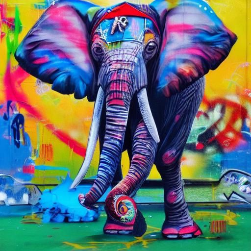 Elephant in Costume: Graffiti Street Art