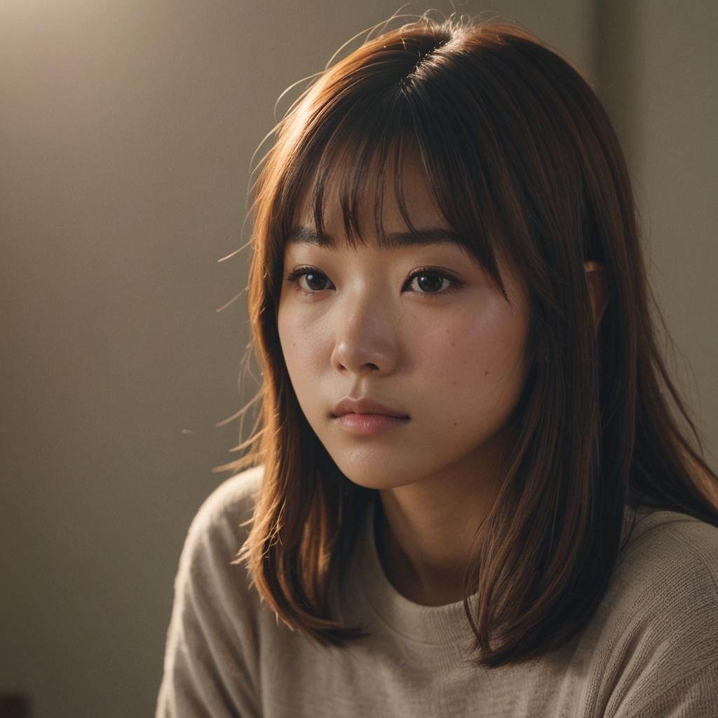 Japanese Girl Portrait in 35mm Film Aesthetic