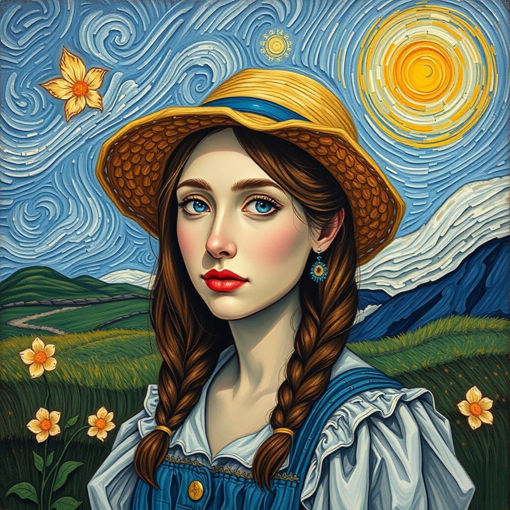Girl in Van Gogh Style Portrait
