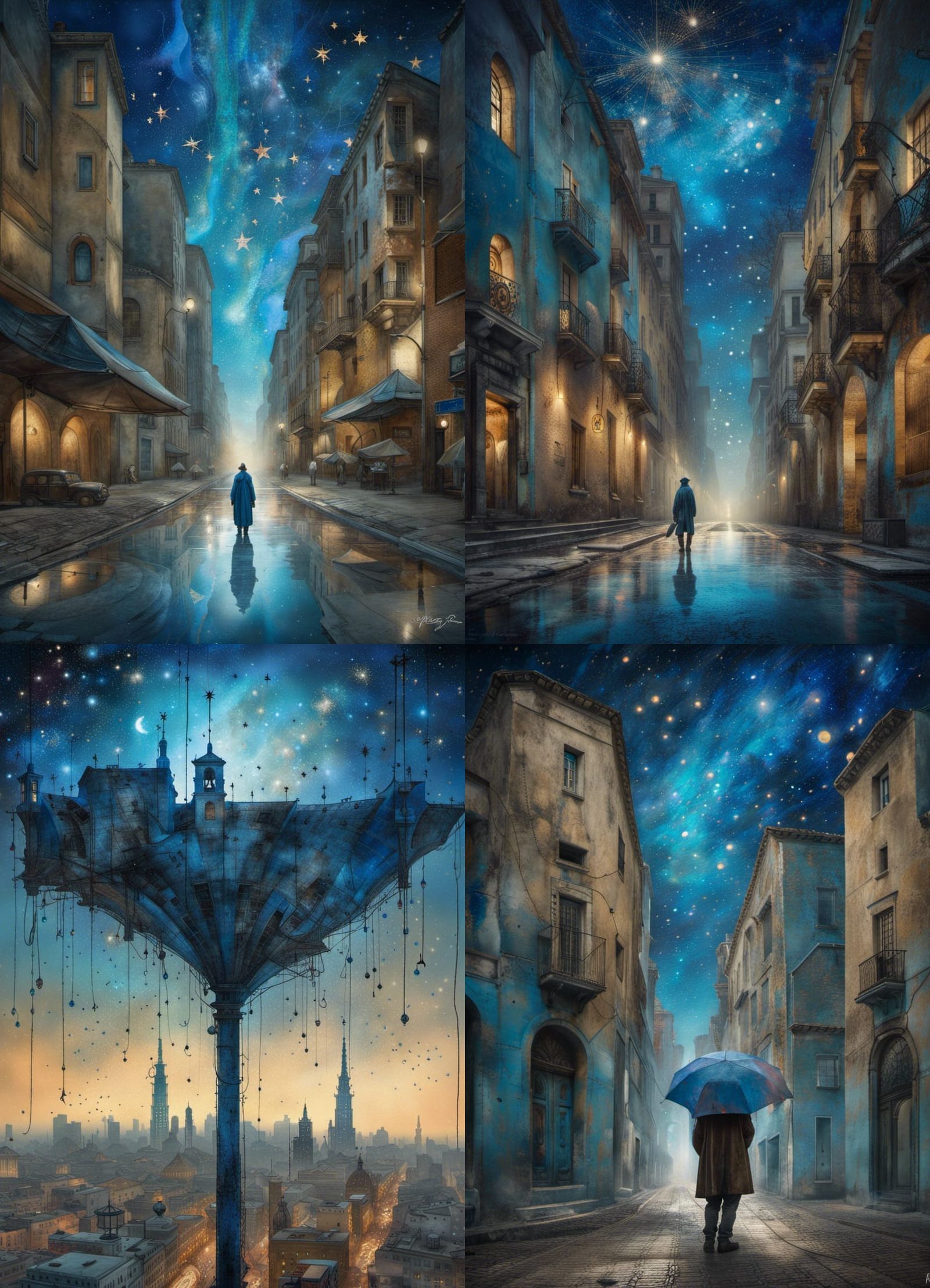 Cityscape Under Stars: A Modern Art Impression