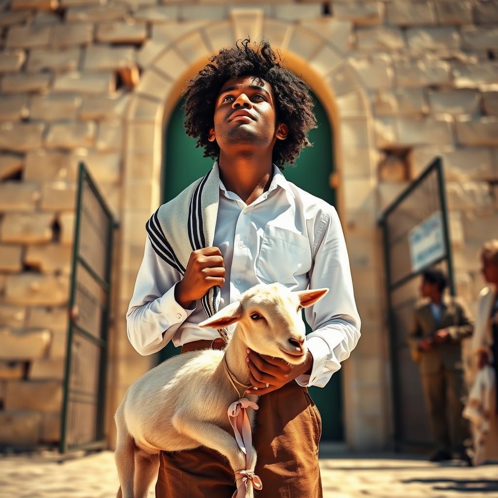 Hasidic Youth Offers Sacrificial Goat on Temple Mount