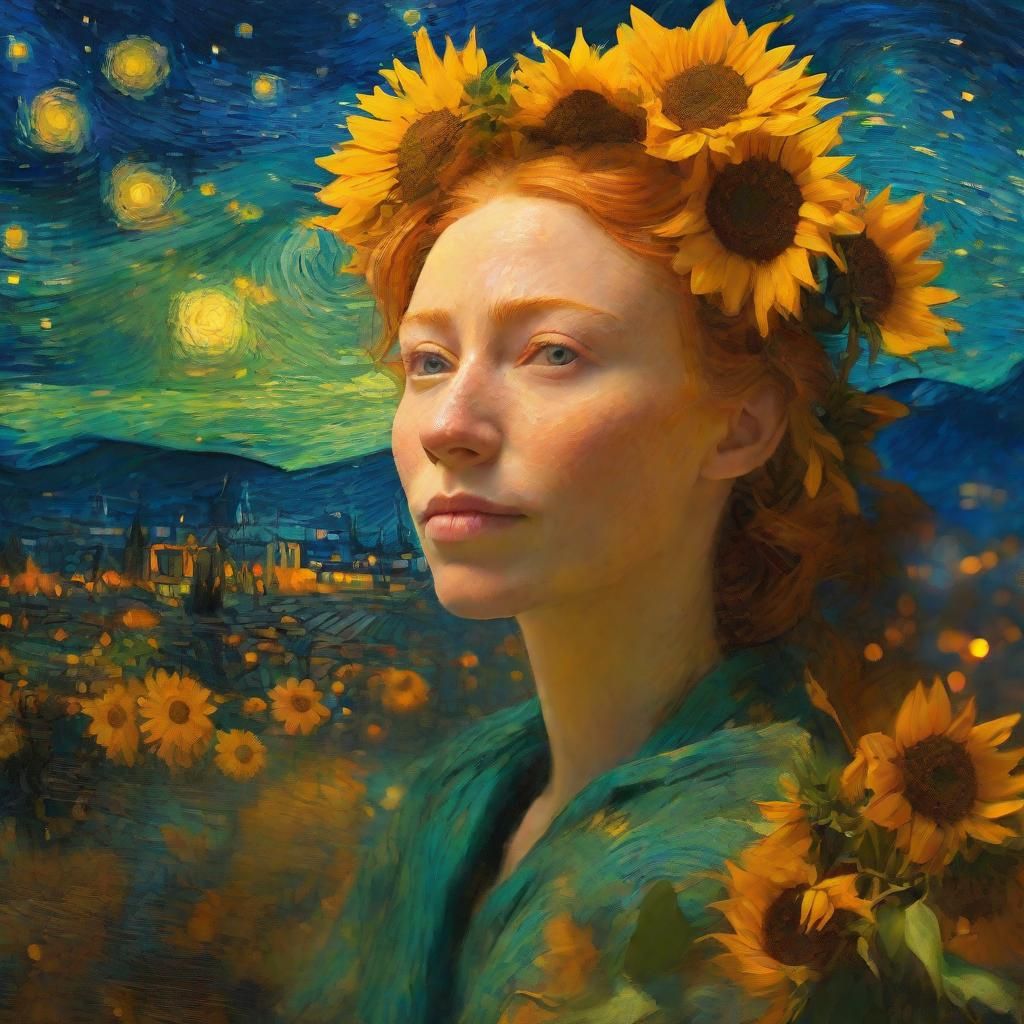 City Embodied: Woman in Van Gogh Impressionism