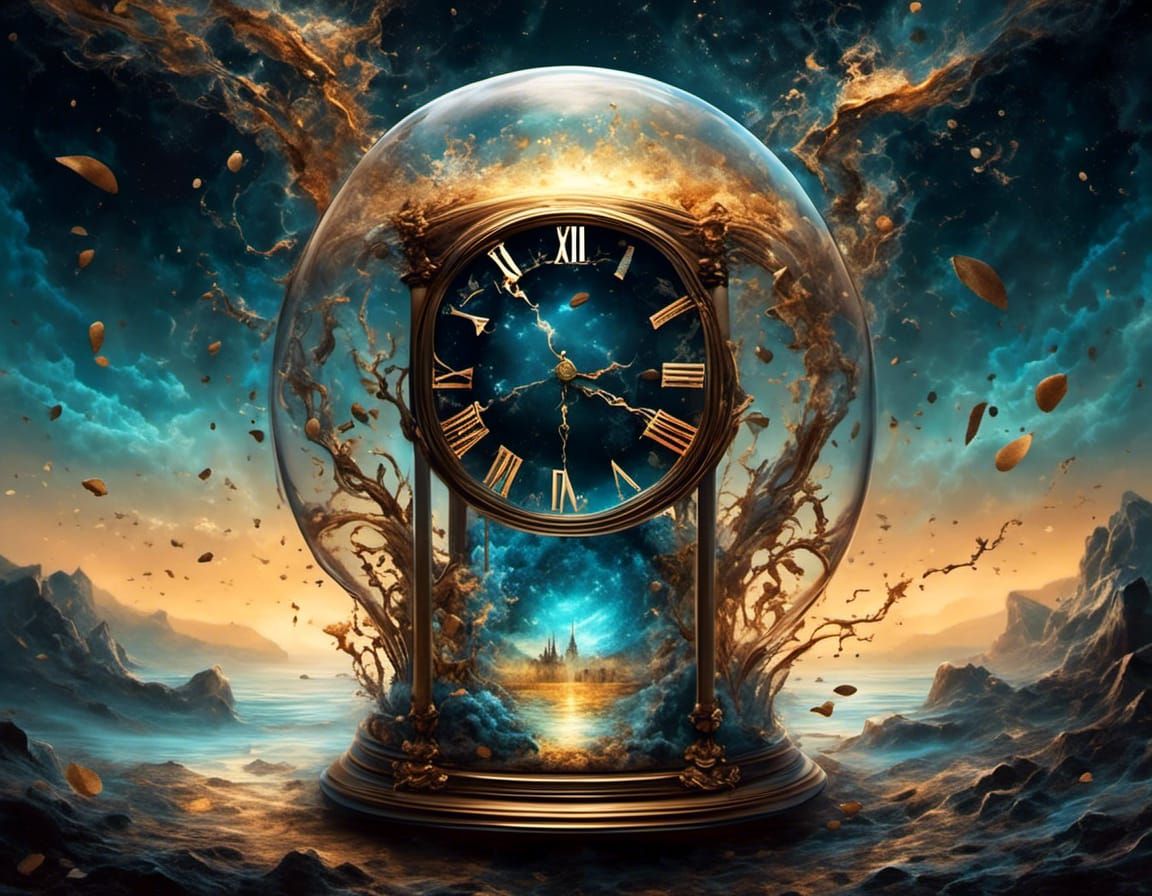 Hourglass Clock Face in Dreamy Surrealism